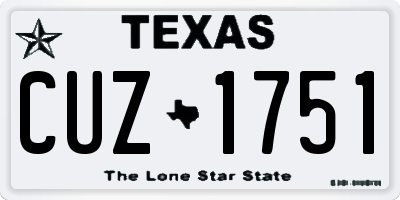 TX license plate CUZ1751