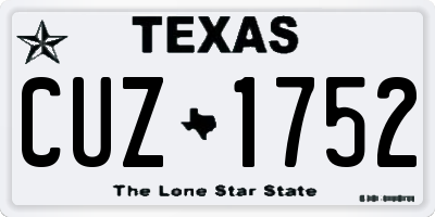 TX license plate CUZ1752