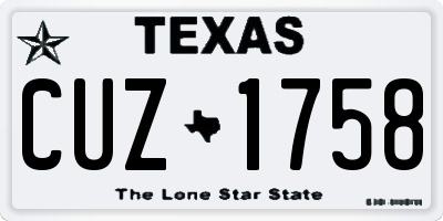 TX license plate CUZ1758