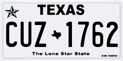 TX license plate CUZ1762