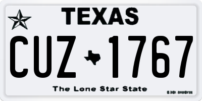TX license plate CUZ1767