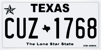 TX license plate CUZ1768