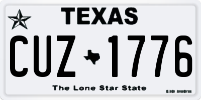 TX license plate CUZ1776