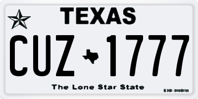 TX license plate CUZ1777