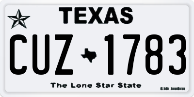 TX license plate CUZ1783