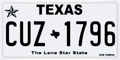 TX license plate CUZ1796