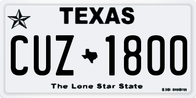 TX license plate CUZ1800