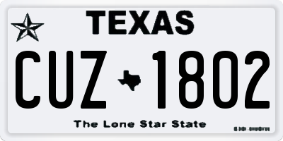 TX license plate CUZ1802