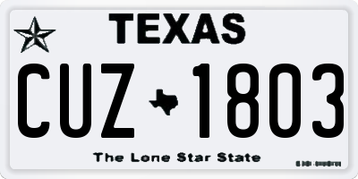 TX license plate CUZ1803
