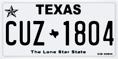 TX license plate CUZ1804