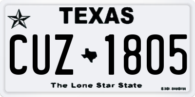 TX license plate CUZ1805