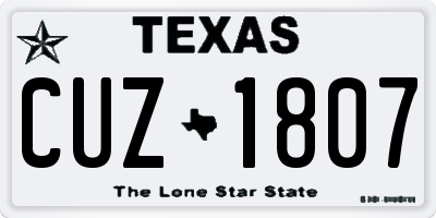 TX license plate CUZ1807