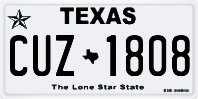 TX license plate CUZ1808