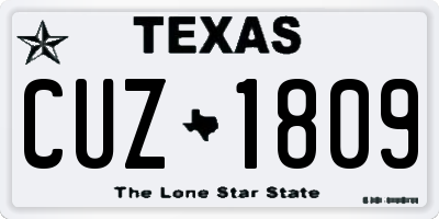 TX license plate CUZ1809
