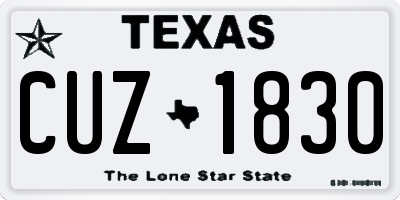 TX license plate CUZ1830