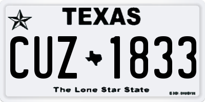TX license plate CUZ1833
