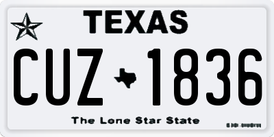 TX license plate CUZ1836