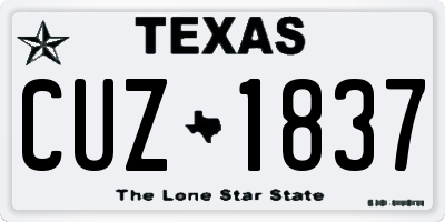TX license plate CUZ1837