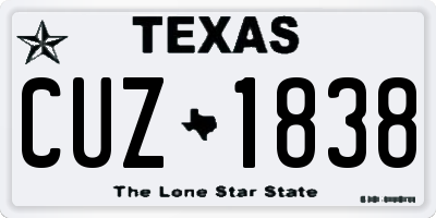 TX license plate CUZ1838