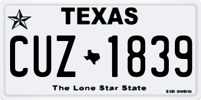TX license plate CUZ1839