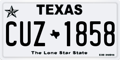 TX license plate CUZ1858