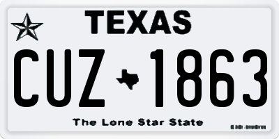 TX license plate CUZ1863
