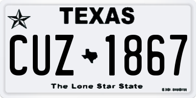 TX license plate CUZ1867