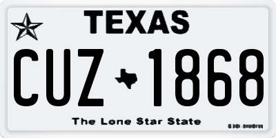 TX license plate CUZ1868