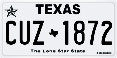 TX license plate CUZ1872