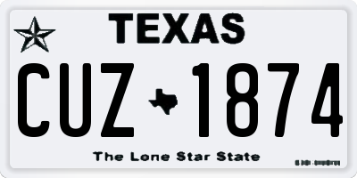 TX license plate CUZ1874