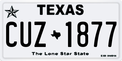 TX license plate CUZ1877