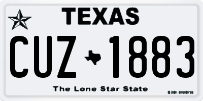 TX license plate CUZ1883