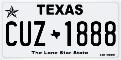TX license plate CUZ1888