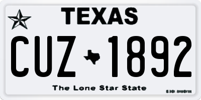 TX license plate CUZ1892