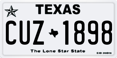 TX license plate CUZ1898