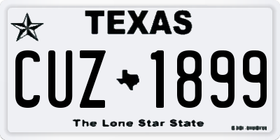 TX license plate CUZ1899