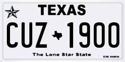 TX license plate CUZ1900