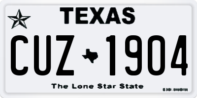 TX license plate CUZ1904