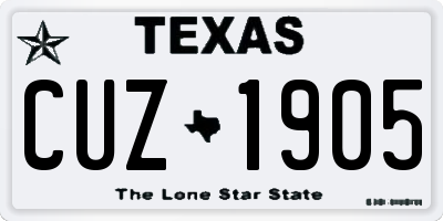 TX license plate CUZ1905