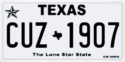 TX license plate CUZ1907