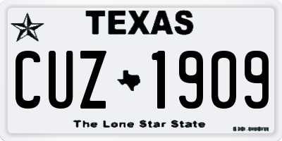 TX license plate CUZ1909
