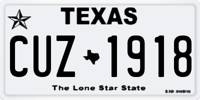 TX license plate CUZ1918