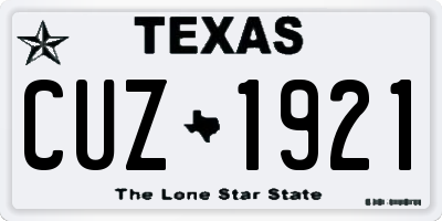 TX license plate CUZ1921