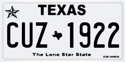 TX license plate CUZ1922