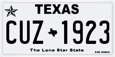 TX license plate CUZ1923