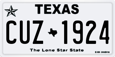 TX license plate CUZ1924