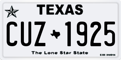 TX license plate CUZ1925