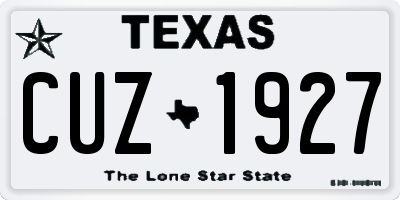 TX license plate CUZ1927