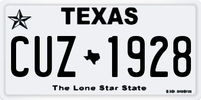 TX license plate CUZ1928