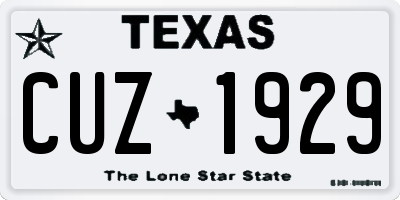 TX license plate CUZ1929